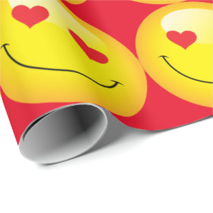 Cute Emoji Emoticon Love Heart Eyes Girls Wrapping Paper