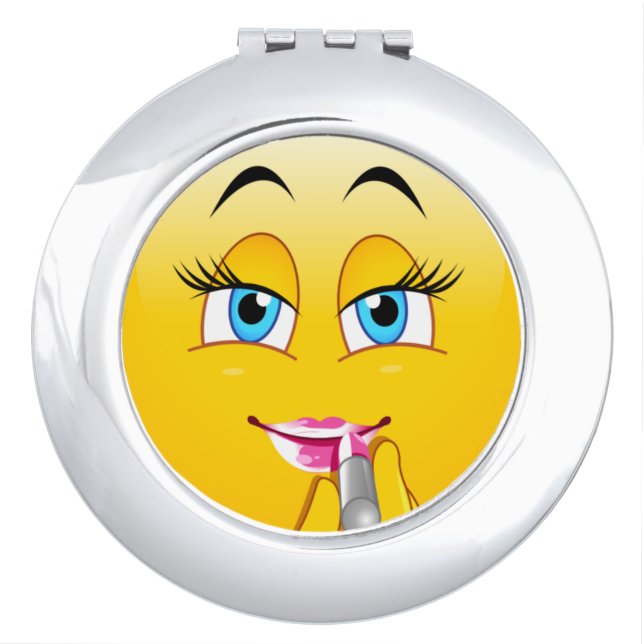 Cute emoji girl compact mirror (Front)