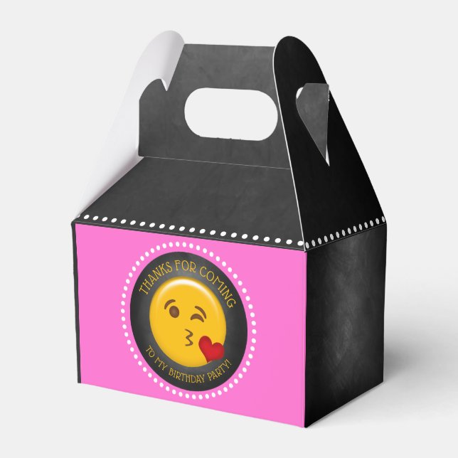 Cute Emoji Girl's Birthday Party Favor Boxes (Front Side)