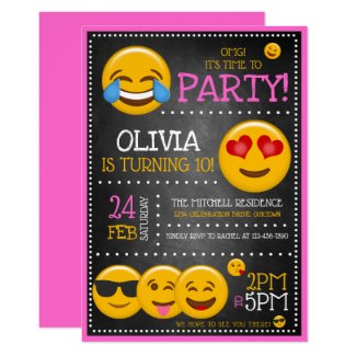 Cute Emoji Girl's Birthday Party Invitations