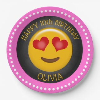 Cute Emoji Girl's Birthday Party Paper Plate