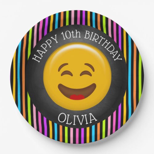 Cute Emoji Girls Birthday Party Paper Plate