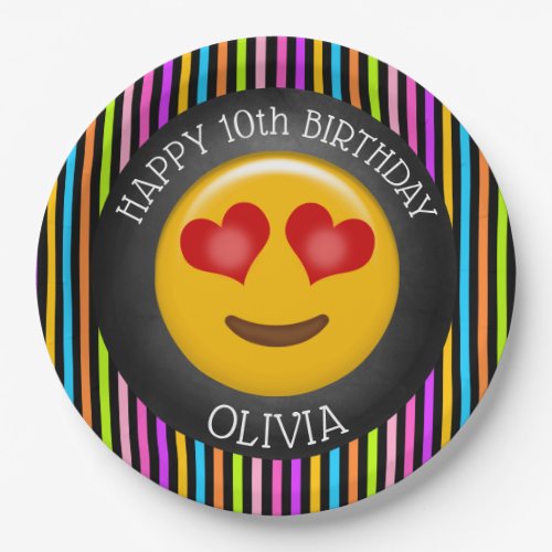 Cute Emoji Girls Birthday Party Paper Plate