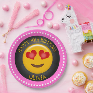 Cute Emoji Girl's Birthday Party Paper Plates