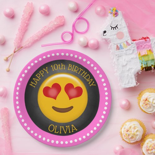 Cute Emoji Girls Birthday Party Paper Plates