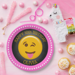 Cute Emoji Girl's Birthday Party Paper Plates