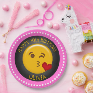 Cute Emoji Girl's Birthday Party Paper Plates