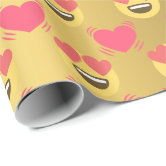 cute sweet emoji love hearts kiss lips pattern wrapping paper