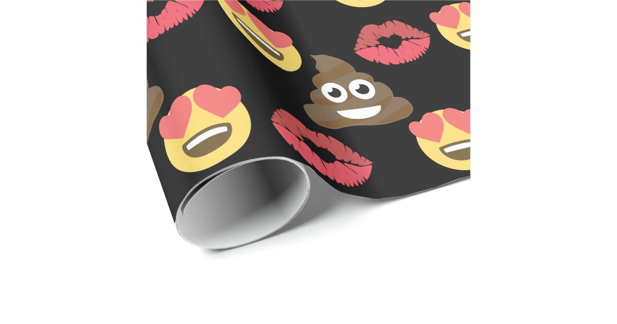 Cute Emoji in love, Poop emoji & kisses Wrapping Paper Zazzle