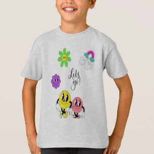 Cute Emoji Kids T-Shirt – Pink & Blue Friends
