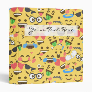 cute emoji love hears kiss smile laugh pattern 3 ring binder