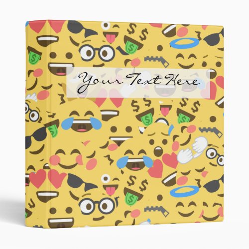 cute emoji love hears kiss smile laugh pattern 3 ring binder