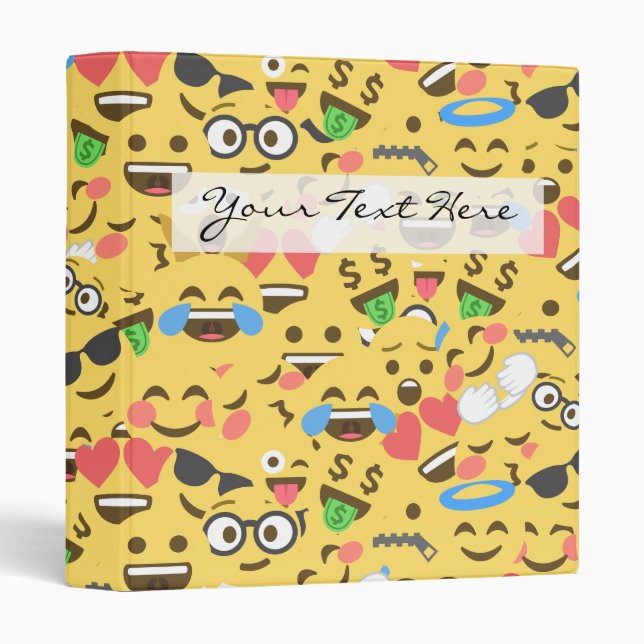 cute emoji love hears kiss smile laugh pattern 3 ring binder (Front/Spine)