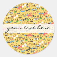 cute emoji love hears kiss smile laugh pattern classic round sticker