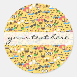 cute emoji love hears kiss smile laugh pattern classic round sticker