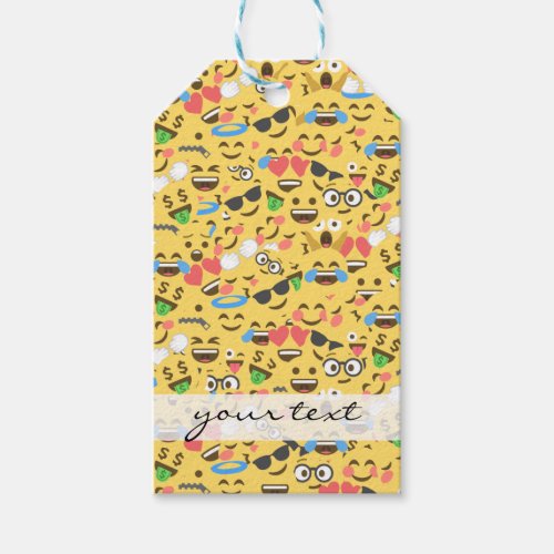 cute emoji love hears kiss smile laugh pattern gift tags