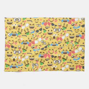 cute emoji love hears kiss smile laugh pattern towel
