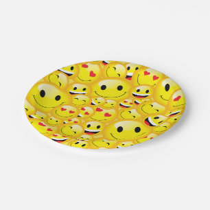 Cute Emoji Party Emoticon Happy Faces Paper Plates