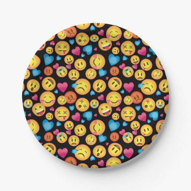 Cute Emoji Print Party Plates (Front)
