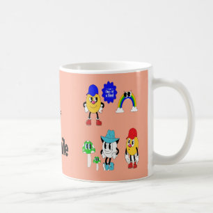 Cute Emoji Smile Mug – Cartoon Mushroom & Rainbow