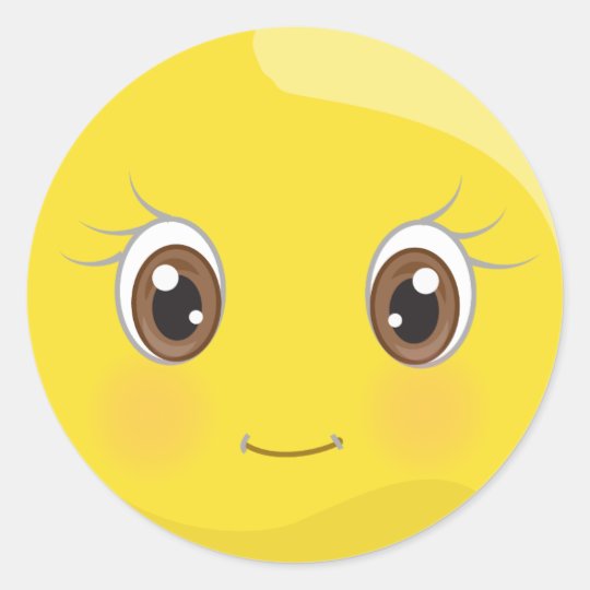 Cute Emoji Smiley With Eyelashes Stickers