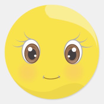 Cute Emoji With Eyelashes Stickers by MishMoshEmoji at Zazzle
