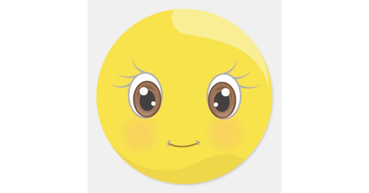 Cute Emoji With Eyelashes Stickers | Zazzle