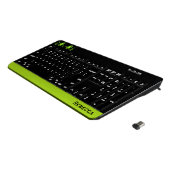Cute Emoticon with Lime Green Trim and Name Wireless Keyboard (Angled)