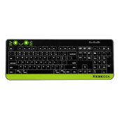 Cute Emoticon with Lime Green Trim and Name Wireless Keyboard (Front)