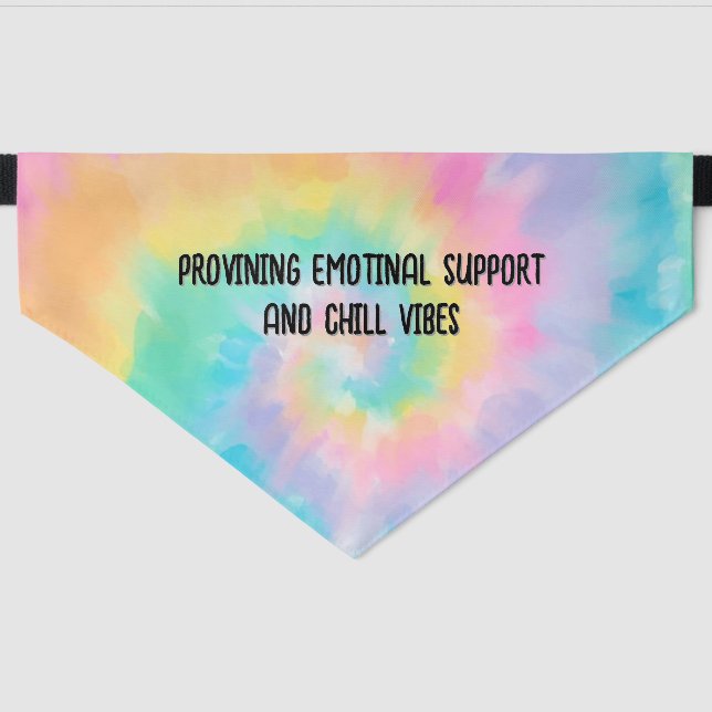 Cute Emotinal Support Tie Dye  Pet Bandana Collar (Front)