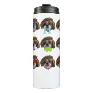 Cute Emotion Faces SHITZU Dog Funny T-Shirt Father Thermal Tumbler