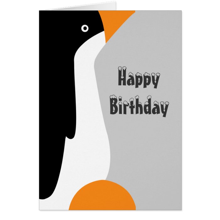 Cute Emperor Penguin Cartoon Birthday Greetings Card