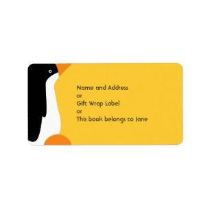 Cute Emperor Penguin Cartoon Name Address Label