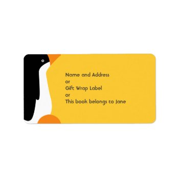 Cute Emperor Penguin Cartoon Name Address Label by DigitalDreambuilder at Zazzle