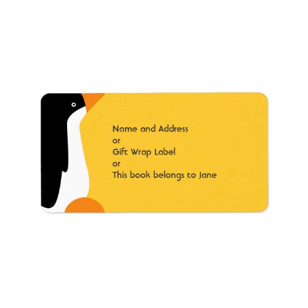 Cute Emperor Penguin Cartoon Name Address Label