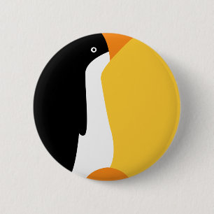 Cute Emperor Penguin Cartoon on Badge Name Tag Button