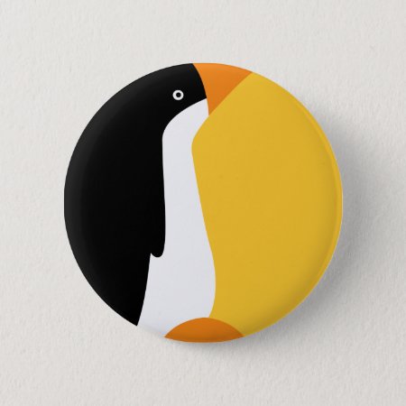 Cute Emperor Penguin Cartoon On Badge Name Tag Button