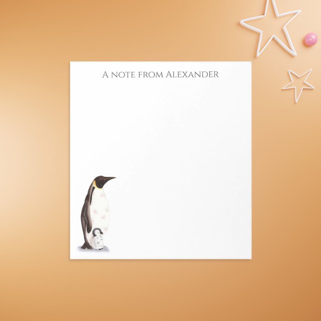 Cute emperor penguin with baby personalized notepad (Creator Uploaded)