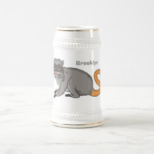 Cute Emperor Tamarin illustration cartoon Beer Stein