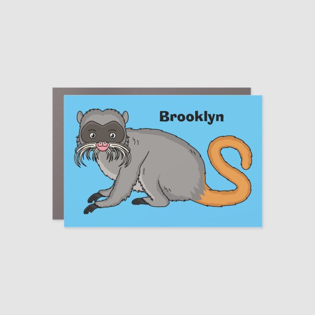 Cute Emperor Tamarin illustration cartoon Car Magnet (Front)