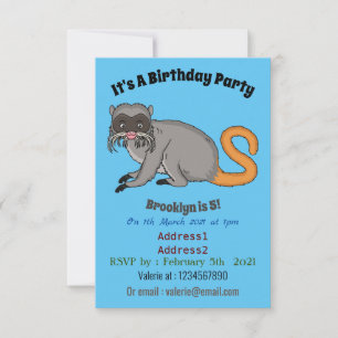 Cute Emperor Tamarin illustration cartoon Invitation