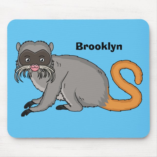 Cute Emperor Tamarin illustration cartoon Mouse Pad (Front)