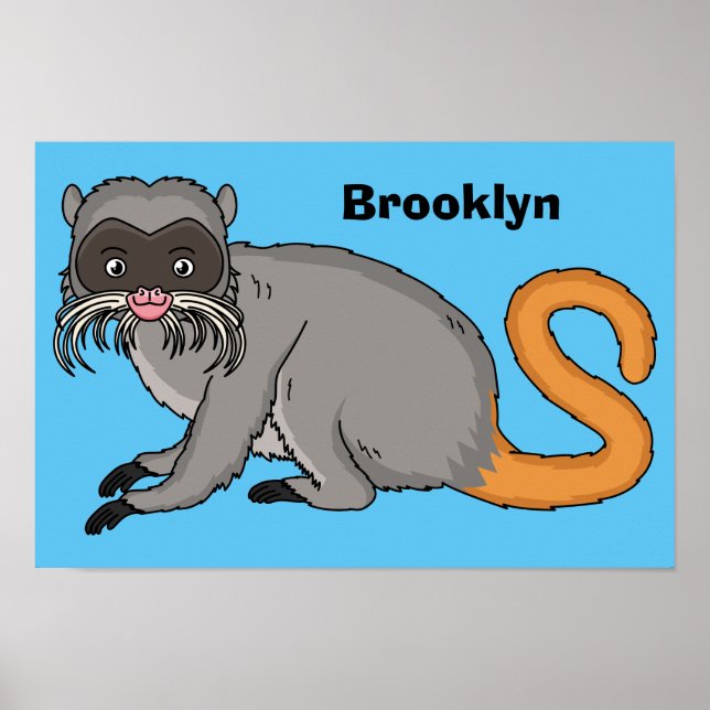 Cute Emperor Tamarin illustration cartoon  Poster (Front)