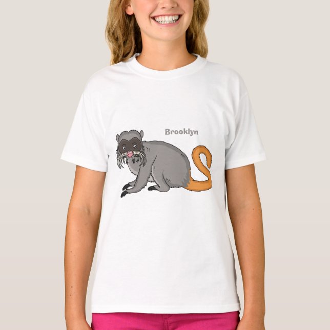 Cute Emperor Tamarin illustration cartoon T-Shirt (Front)
