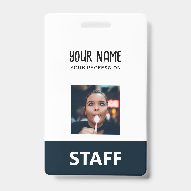 Cute Employee Name Photo Staff Tag Badge (Front)