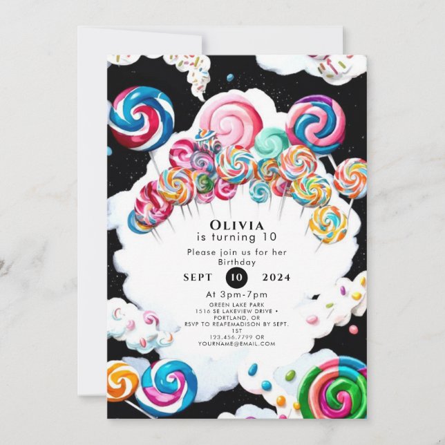 Cute Enchanted Candyland Birthday Invitation (Front)