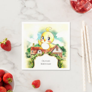 Cute Enchanted Chicken Birthday Napkins