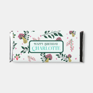 Cute Enchanted Forest Mushrooms Baby Girl Birthday Hershey Bar Favors
