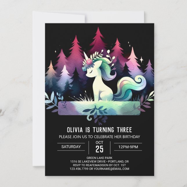 Cute Enchanted Horse Birthday Invitation (Front)