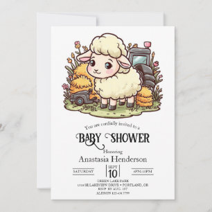 Cute Enchanted Sheep Baby Shower Invitation
